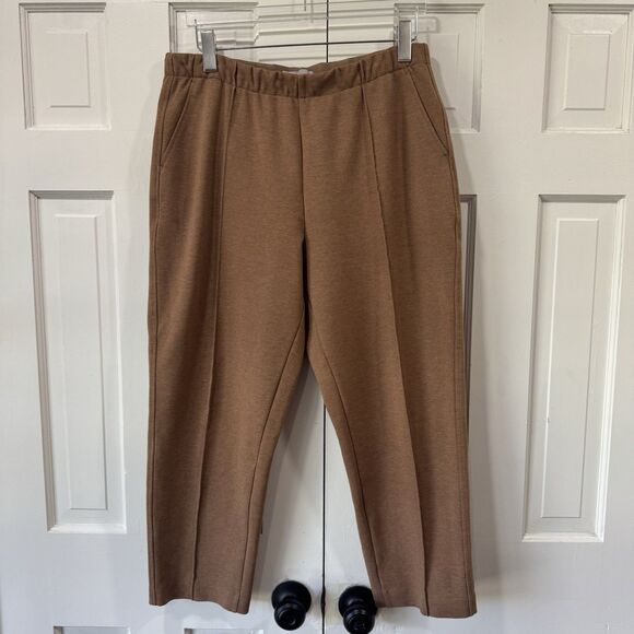 Everlane The Dream Knit Pant Sz XL Golden Brown Pocket Tapered Ankle Length EUC - Picture 2 of 16
